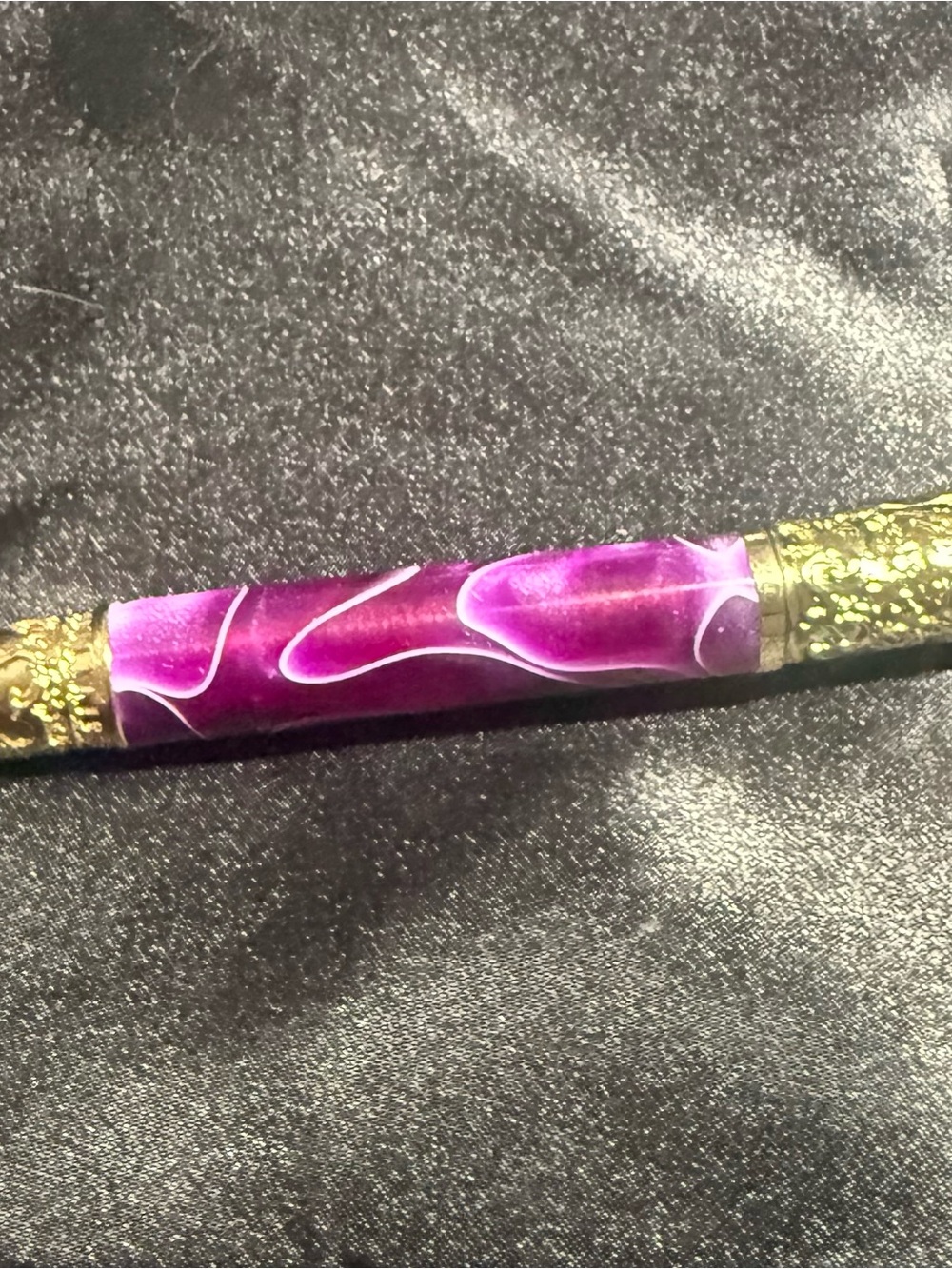 Love Ballpoint Twist Pen  in Golden with Purple Paragon Barrel and Heart Cap